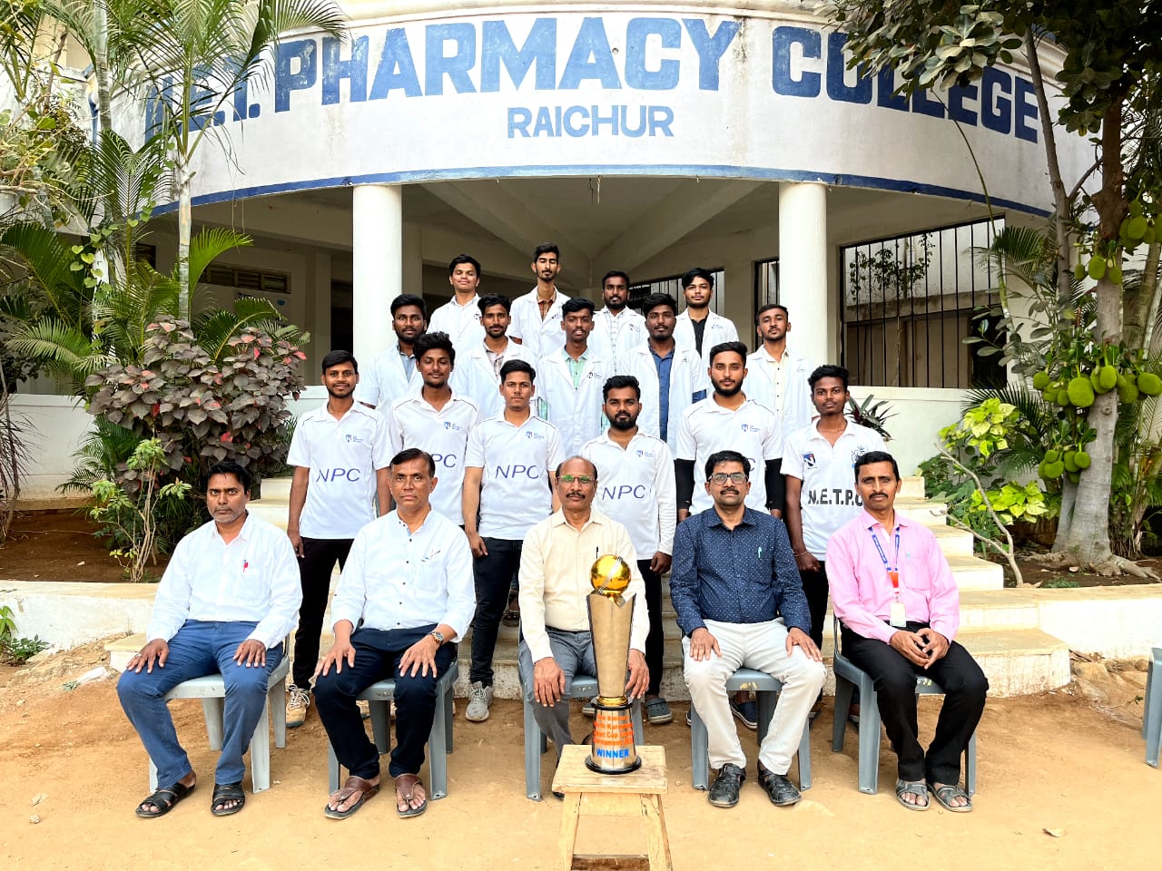N.E.T. Pharmacy College Cricket team”PHARMA KING” won the North Karnataka tablet cricket Cup tournament held at district stadium Koppal, Karnataka during 01/02/24 to 03/02/24.